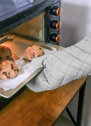 ARCLIBER Oven Mitts 1 Pair of Terry Cloth Lining - Heat Resistant Kitchen Gloves,Flame Oven Mitt Set,15 Inch