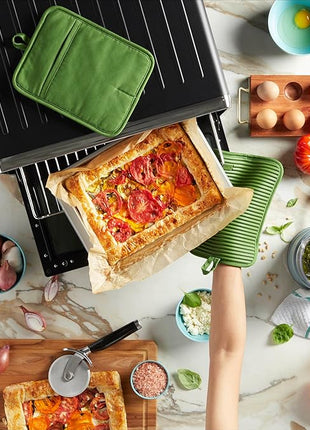 KitchenAid Ribbed Soft Silicone Pot Holder 2-Pack Set, Matcha, 7"x9"