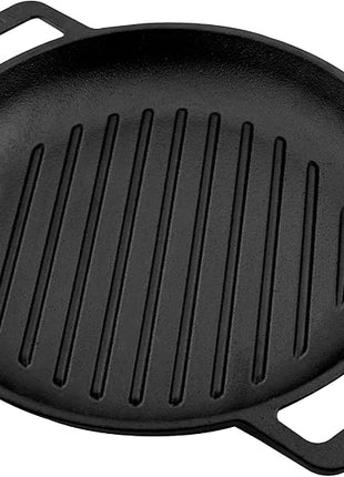 Victoria Cast Iron Round Grill Pan with Double Loop Handles, Made in Colombia, 10 Inches