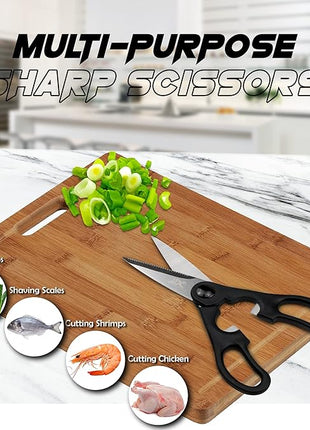 LDC Kitchen Black Knife Set - Stainless Steel, Dishwasher Safe Ergonomic Knives Set with Anti-Slip Handles - Ultra-Sharp Blades - Kitchen Essential Knives - 15 Piece Set