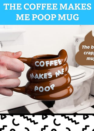 BigMouth Inc funny mugs - Coffee mug with funny sayings - Coffee makes me poop cups for women, men - Cool adult gifts - 14 ounces
