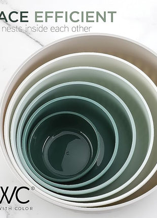 COOK WITH COLOR Prep Bowls with Lids- Wide and Deep Nesting Plastic Small Mixing Bowl Set with Lids, 12 Piece Set - Wide Bowls, Green