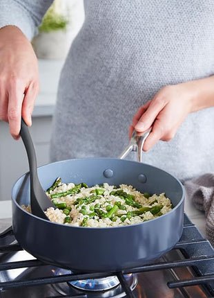 GreenPan Silicone 3 Piece Cooking Utensil Set, Fish Turner, Mixing Spatula, Solid Spoon, Flexible Nonstick Kitchen Tools Rigid Steel Core, Heat-Resistant Anti-Slip Handle BPA-Free Dishwasher Safe Gray