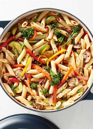 Amazon Basics Cast Iron Dutch Oven Pot with Lid, Enameled, Round, Dual Handles, Heavy-Duty, Medium, 6-Quart, Matte Navy