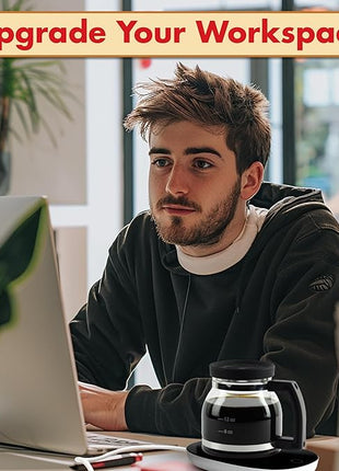 Electric Mug Warmer + Cupa Joe 20oz Diner-Style Mug Gift Set – Borosilicate Glass with Spill-Proof Lid – Unique Coffee Cup for Home, Coworkers, or Desk Use