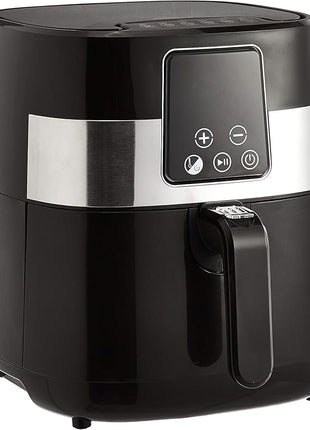 Amazon Basics 3.2 Quart 6-In-1 Air Fryer (Fry, Crisp, Roast, Bake, Reheat, Dehydrate), Non-Stick, with Timer, Auto Shut-Off, Digital Touch Screen, 180-400°F, 1400W, Black/Silver