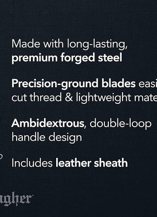 Gingher Embroidery Scissors, Precision Craft Scissors, Hand-Tuned Blades & Double Loop Handle, 4”, Silver/Nickel