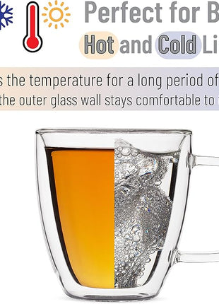 BTaT- Insulated Coffee Mug, Large, Set of 4 (16oz, 500ml), Double Wall Glass Coffee Cups, Glass Coffee Mug, Christmas Gifts