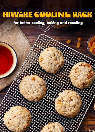 Hiware 2-Pack Cooling Racks for Baking - 10" x 15" - Stainless Steel Wire Cookie Rack Fits Jelly Roll Sheet Pan, Oven Safe for Cooking, Roasting, Grilling