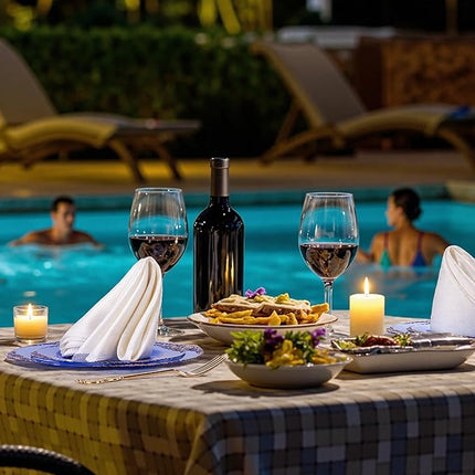 Nervure 350PCS Blue Plastic Plates - Blue Plastic Dinnerware Sets for 50 Guests - 100 Disposable Plates, 150 Gold Silverware, 50 Cups, 50 Napkins for Wedding & Party & Thanksgiving Day