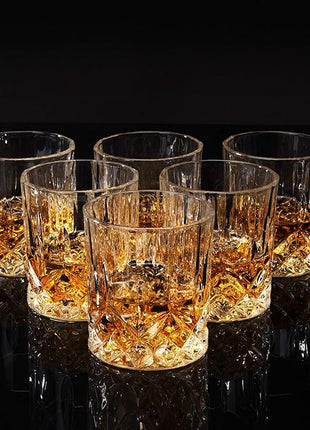 KANARS Whiskey Glasses Set of 6 with Elegant Gift Box,10 Oz Premium Old Fashioned Crystal Glass Tumbler for Liquor, Scotch, Cocktail or Bourbon Drinking, Gifts for Birthday Thanksgiving Christmas
