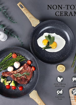 GiPP Ceramic Nonstick Frying Pan - 12 Inch Healthy Non-Toxic Non Stick Skillet Omelette Pans, Induction Compatible Chef Pan, PFAS & PFOA-Free, Dishwasher Safe, Stay Cool Handles