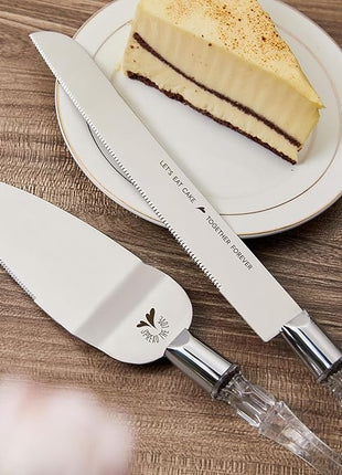 AW BRIDAL Cake Cutting Set for Wedding Stainless Steel Wedding Cake Knife Pie Server Pizza Cutter Gifts for Wedding, Engagement, Birthday, Anniversary