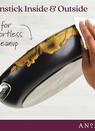 Anolon Smart Stack Hard Anodized Nonstick Frying Pan Set/ Skillet Set - 10 Inch and 12 Inch, Black