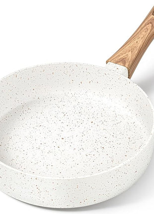 MICHELANGELO Small Frying Pan Nonstick - 6 Inch Single Egg Frying Pan, Mini Skillet with Stay-Cool Handle, Non-Toxic Omelette Pan, White