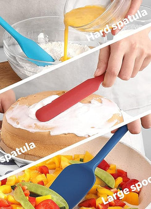 Wanbasion 5 Piece Premium Silicone Spatula Set Heat Resistant, Colorful Rubber Baking Spatula Set, Kitchen Spatula Set Dishwasher Safe for Nonstick Cookware Cooking Mixing Multicolor-2