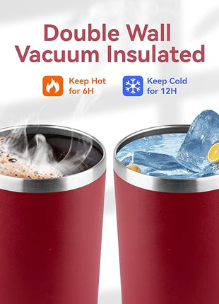 HASLE OUTFITTERS 12 oz Skinny Tumbler, Stainless Steel Insulated Slim Tumbler with Lid, Reusable Double Wall Travel Coffee Mug, Durable Powder Coated Travel Water Cup(Red,1)