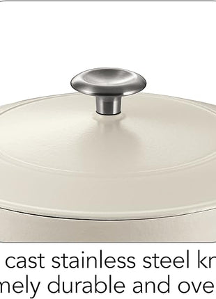 Tramontina Bestow Enameled Cast Iron Dutch Oven Pot with Lid, Round 5.5-quart, Matte White
