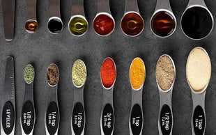 Magnetic Measuring Spoons Set of 8 Stainless Steel Stackable Dual Sided Nesting Teaspoons and Tablespoons for Measuring Dry and Liquid Ingredients