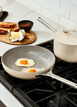 Caraway Nonstick Ceramic Mini Fry Pan (1.05 qt, 8") - Non Toxic, PTFE & PFOA Free - Oven Safe & Compatible with All Stovetops (Gas, Electric & Induction) - Cream