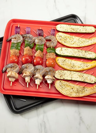 Cuisinart CPK-210 Grilling Prep and Serve Trays, Black and Red Large 18” x 14.5”
