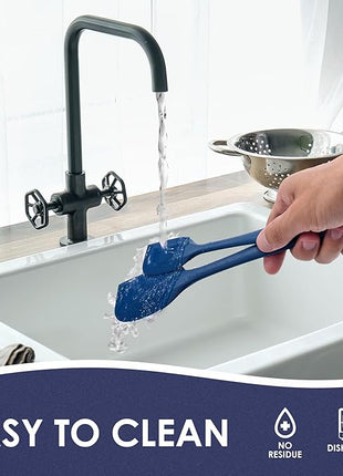 Heat Resistant 600℉ Silicone Spatula, Turner Mixing Spatulas set BPA Free Dishwasher Safe for Nonstick Cookware, Classic Blue