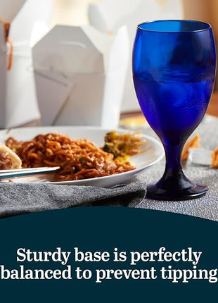 Libbey Premiere Cobalt Iced Tea Glasses, Stylish Cobalt Blue Drinking Glasses Set of 12, Dishwasher Safe Stemmed Water Goblets for Parties and More