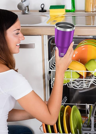 WETOWETO 30oz Tumbler, Stainless Steel Vacuum Insulated Water Coffee Tumbler Cup, Double Wall Powder Coated Spill-Proof Travel Mug Thermal Cup for Home Outdoor (Purple, 1 Pack)