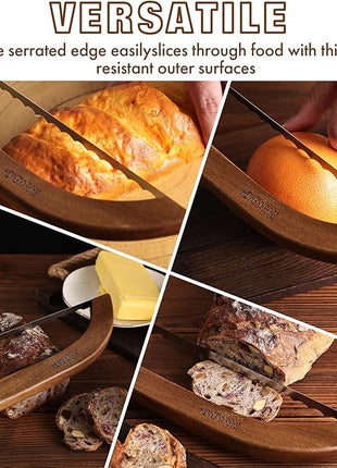 Bread Knife for Homemade Bread,Sourdough bread knife,15.7" Bread slicer for Homemade Bread, Baguettes and More Cuts Thin,Bow Design Easy to Cutting Even Slices