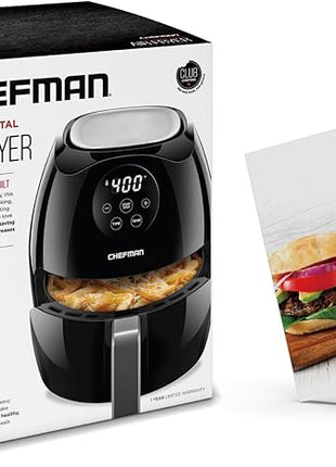 Chefman Digital 3.5 Quart Touch Screen Air Fryer Oven w/ Space Saving Flat Basket, Healthy Oil-Free Airfryer w/ 60 Minute Timer & Auto Shutoff, Dishwasher Safe Parts, BPA-Free, Black