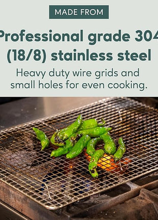 Ultra Cuisine Heavy Duty Cooling Rack for Cooking and Baking - Professional Grade Premium100% Stainless Steel Baking Rack & Wire Cooling Mesh for Roasting & Grilling - Dishwasher Safe - 11.5" x 16.5"