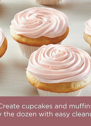 Farberware 47776 Nonstick Bakeware, Nonstick Muffin Pan / Cupcake Pan - 12 Cup, Rose Gold Red