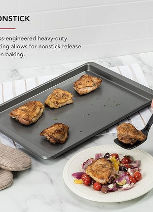 KitchenAid 13x18in Nonstick Aluminized Steel Baking Sheet, Contour Silver