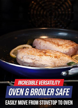 Blue Diamond Hard Anodized 8" 10" & 12" Diamond Infused Healthy Ceramic Nonstick Frying Pan Set, PFAS-Free, Stainless Steel Handle, Dishwasher & Oven Safe to 600F, Durable Cookware, Gray