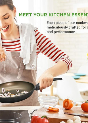 NutriChef Metallic Ridge Line Nonstick Cooking Kitchen Cookware Pots and Pan Set with with Lids and Utensils, 12 Piece Set, Gray