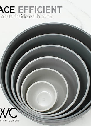 COOK WITH COLOR Prep Bowls with Lids- Wide and Deep Nesting Plastic Small Mixing Bowl Set with Lids, 12 Piece Set - Deep Bowls, Gray