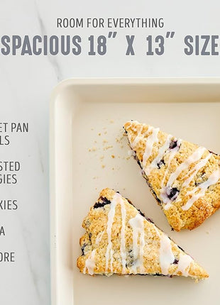 GreenLife Bakeware 18” x 13” Half Cookie Sheet Baking Pan, Non-Toxic PFAS-Free Healthy Ceramic Nonstick, Oven Safe to 450°F, Easy Release, Even Heating, Easy Clean, Gray