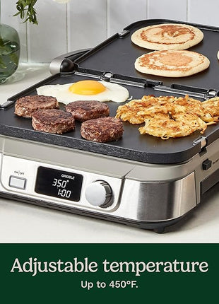 Cuisinart Electric Griddler FIVE Countertop Grill, Enjoy 5-in-1 Functions Including Panini Press, LCD Display, Wide Temperature Range, and Sear Function, Nonstick Plates, GR-5NAS, Stainless Steel