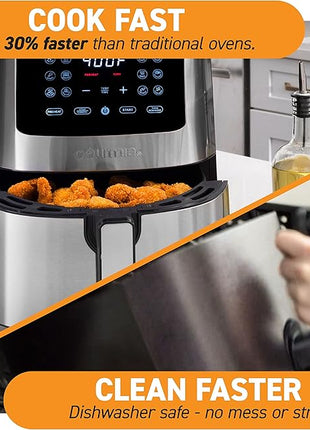 Gourmia 4-Qt Digital Air Fryer with Guided Cooking, Easy Clean, Stainless Steel