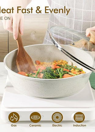 SENSARTE Nonstick Ceramic Saute Pan 10 Inch/3.5QT, Non-toxic Deep Frying Pan Skillet with Lid, Healthy Jumbo Cooker, Stay Cool Handle, Induction Compatible, PFOA & PFAS Free