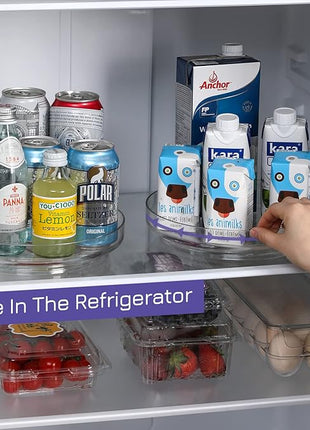 4 Pack 9 Inch Clear Acrylic Lazy Susan, Non-Skid Turntable Organizer for Cabinet, Kitchen, Pantry Organization Storage, Refrigerator, Vanity Makeup, Bathroom Countertop Organizing, Rotating Spice Rack