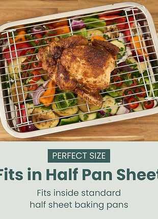 Ultra Cuisine Heavy Duty 3 Tiers, 16" x 10" Cooling Rack for Cooking and Baking - Professional Grade Premium 100% Stainless Steel Baking Rack & Wire Cooling Mesh - Dishwasher Safe - Pack 3