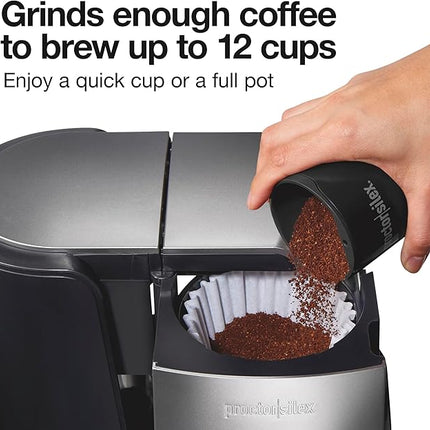 Proctor Silex Electric Coffee Grinder for Beans, Spices and More, Stainless Steel Blades, Makes upto 12 Cups, Black