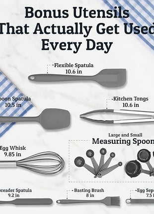 Priority Chef Stainless Steel Mixing Bowls with Lids Set, Metal Nesting Bowls with Airtight Lids, Graters, Non-Slip Base & Measurement Marks, Includes Utensil Set for Prep, Baking & Storage, Grey