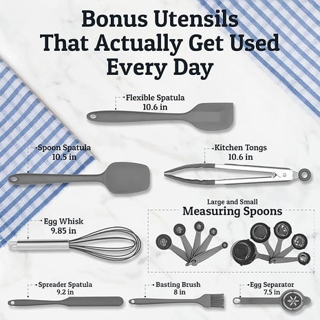 Priority Chef Stainless Steel Mixing Bowls with Lids Set, Metal Nesting Bowls with Airtight Lids, Graters, Non-Slip Base & Measurement Marks, Includes Utensil Set for Prep, Baking & Storage, Grey