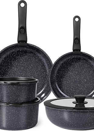 GiPP Ceramic Pots and Pans Set Non Stick, 11 Piece Nonstick Detachable Handle Cookware Sets, Non Toxic Induction Kitchen Pot and Pan with Removable Handle, Healthy RV Cookware, Dishwasher ＆Oven Safe