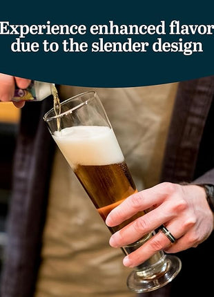 Libbey Stockholm Pilsner Beer Glasses Set of 4, 14.5oz, Tall Pint Glasses for Pilsner, Kolsch, Lager, and More, Unique Beer Gift Set