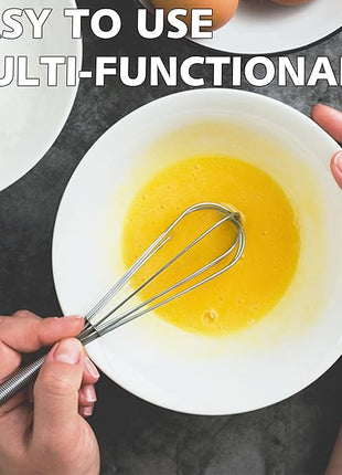 Anaeat Mini Wire Whisks, Set of 2 Portable Stainless Steel Kitchen Tiny Whisk & Egg Beater with Thick Wire - Sturdy Small Mixing Balloon for Cooking, Blending, Whiping, Beating and Stirring (5" + 7")