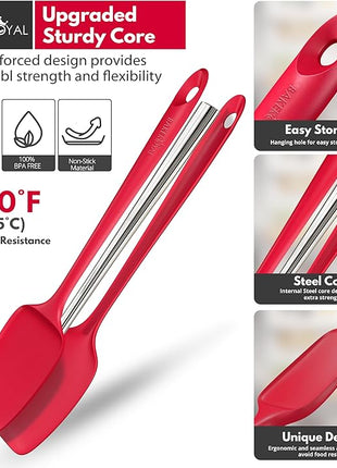 Silicone Spatula Set - 4-Piece Rubber Spatulas Silicone Heat Resistant 600°F for Everyday Task - Seamless Design Kitchen Spatulas for Nonstick Cookware - Red