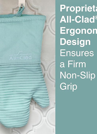 All-Clad Silicone Oven Mitt: Heat Resistant up to 500 Degrees - 100% Cotton & Silicone, 14"x7" Oven Mitt for Kitchen and Barbeque, 1-Pack, Rainfall